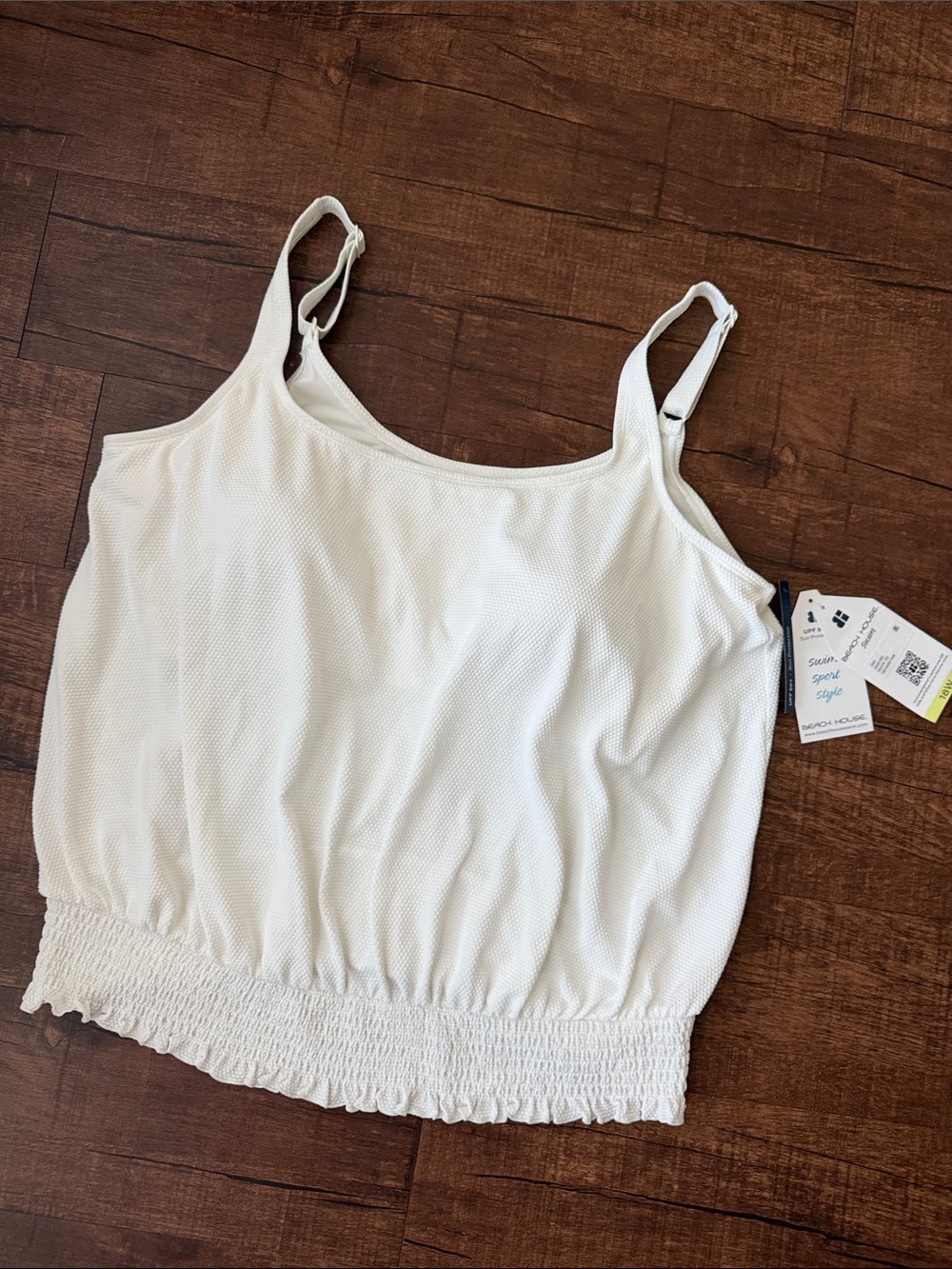 Beach house swim white waffle knit swim tank
